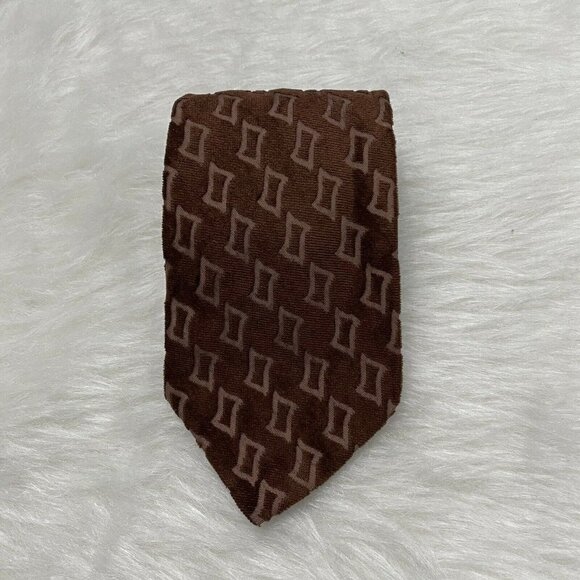 Valentino Men's Brown Neck Tie Silk Blend Velvet Velour Vintage - Picture 1 of 7